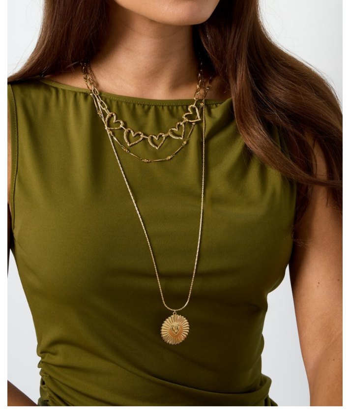 Goudkleurig lange ketting met bedel