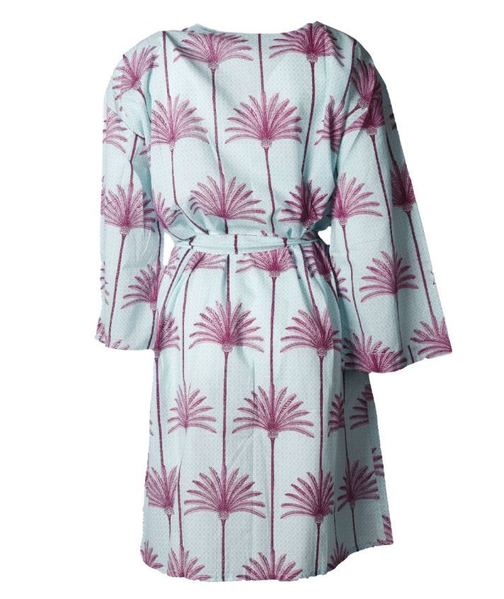 Kimono met palmbomen print mintgroen