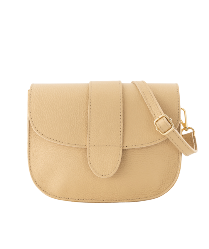Leny lederen crossbody tas in biscuit