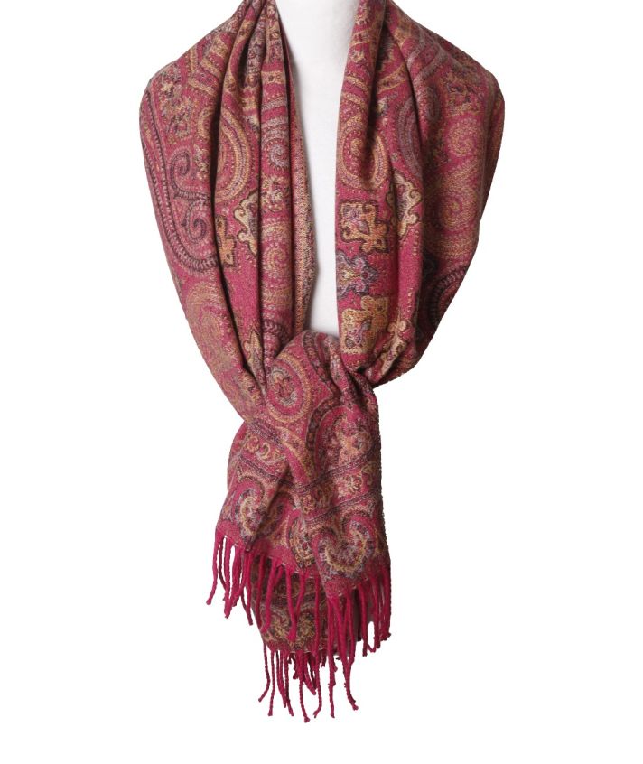 Lora pashmina met paisleypatronen in roze