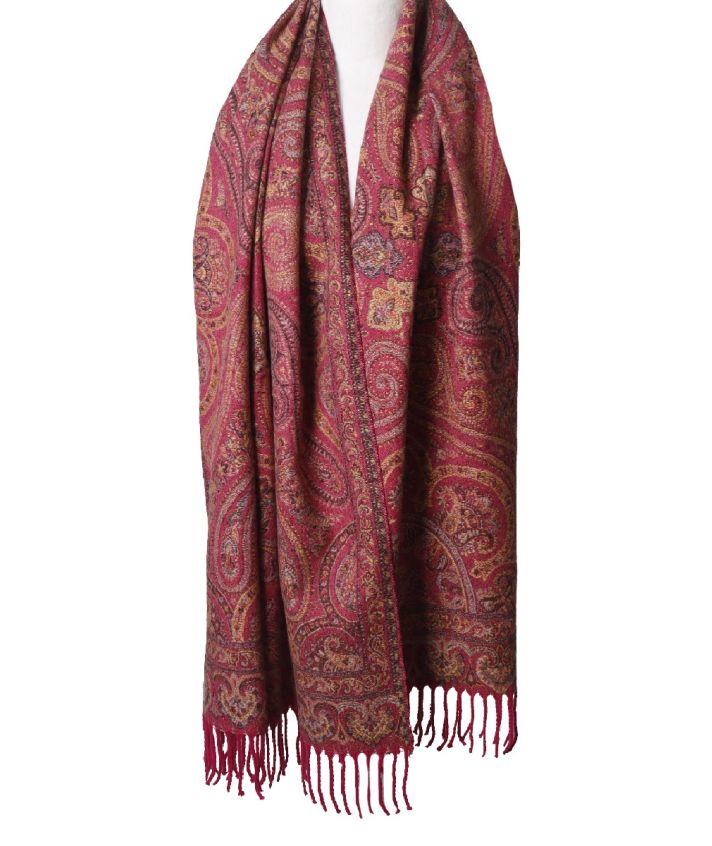 Lora pashmina met paisleypatronen in roze