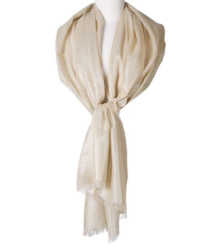 Stola met lurex glittereffect in lichtbeige