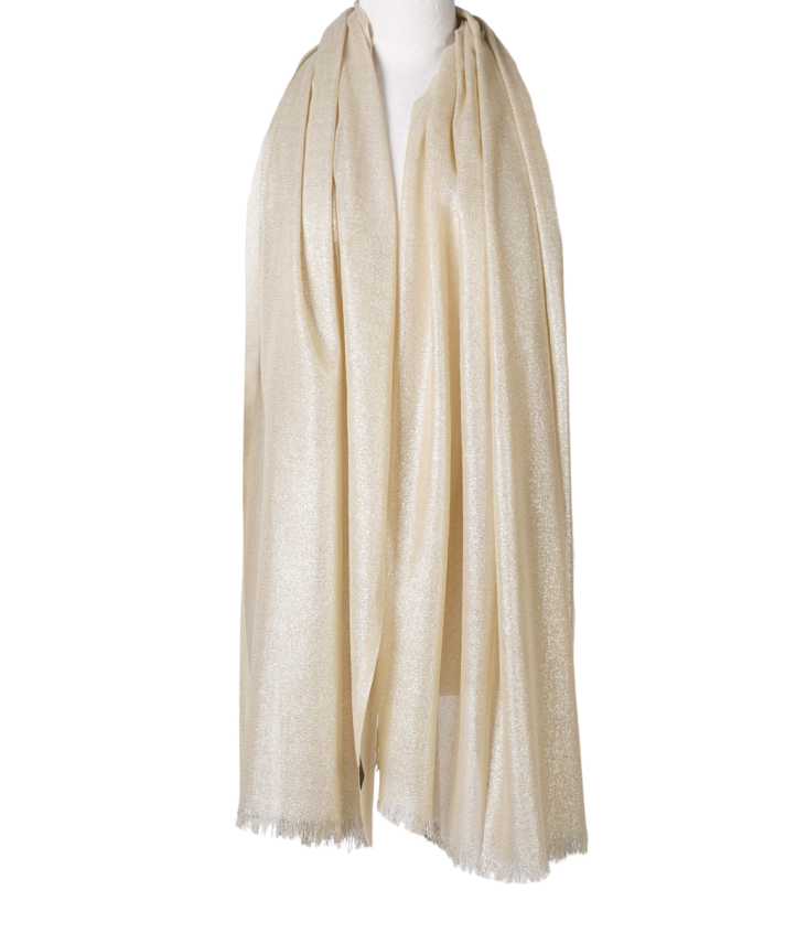 Stola met lurex glittereffect in lichtbeige