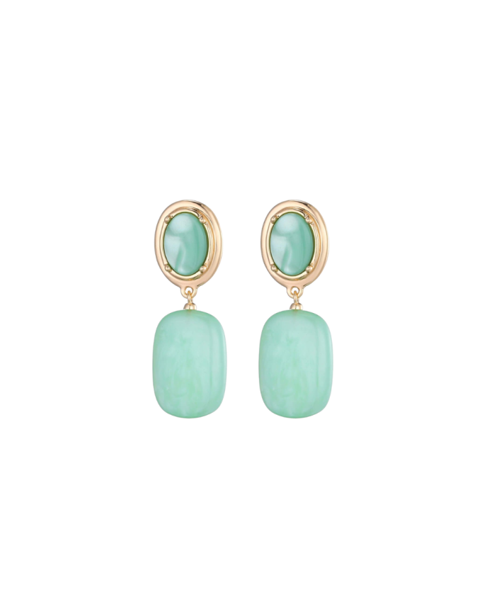 Oorbellen met marmerlook hanger in mintgroen