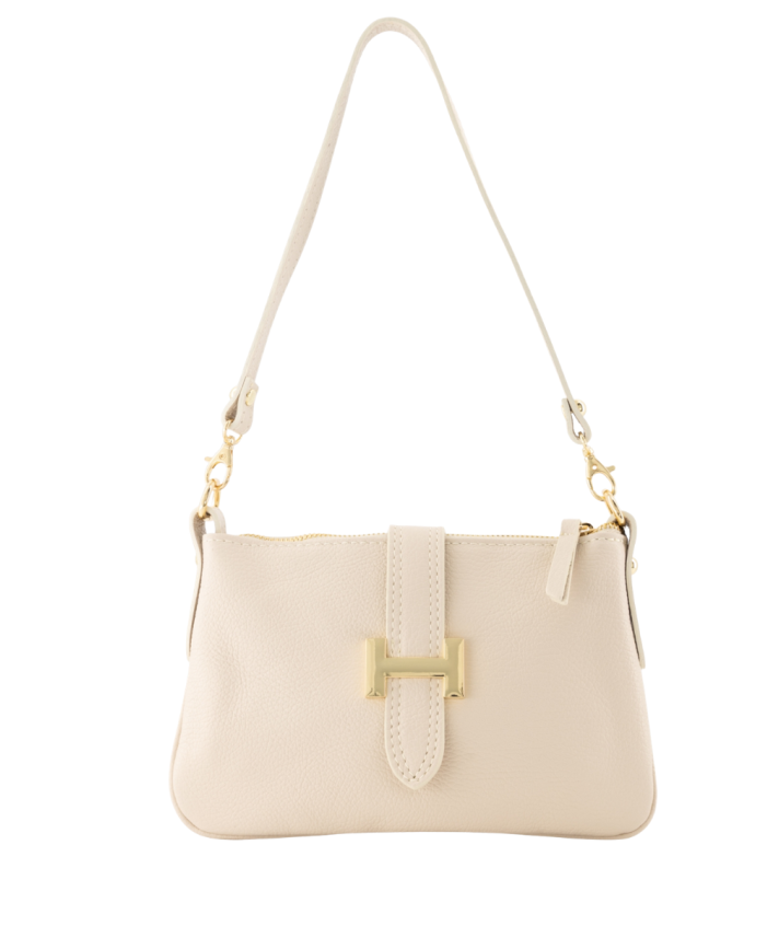 Nola leren schoudertas in lichtbeige