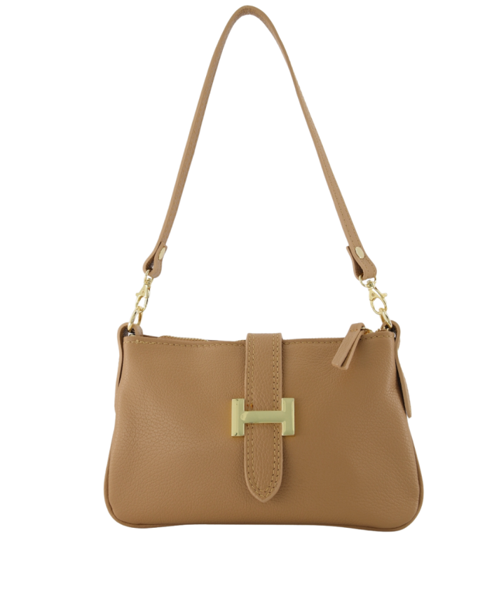 Nola leren schoudertas in camel