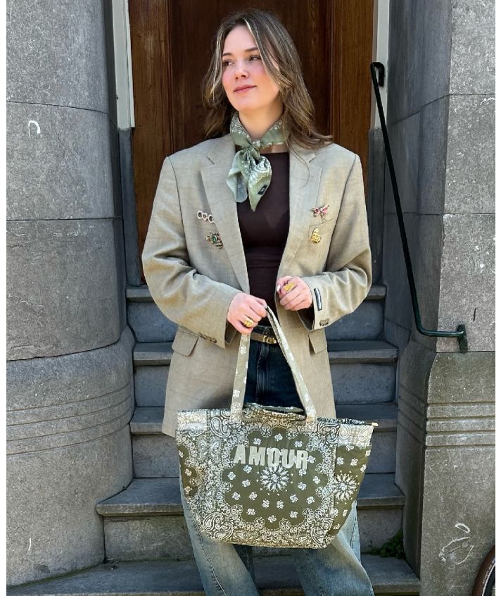 Senna gewatteerde bandana shopper tas