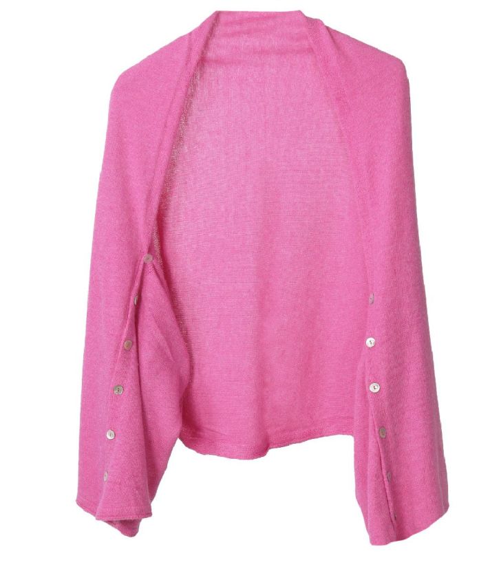 Bolero / poncho van kasjmier blend in zuurstokroze