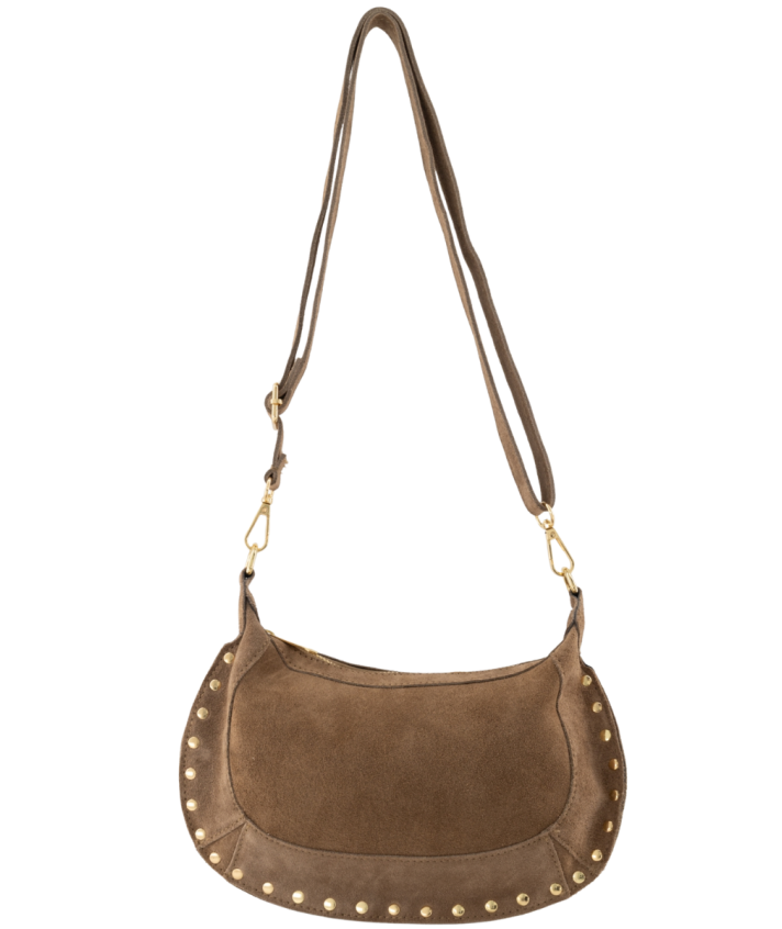 Lio schoudertas met studs in taupe