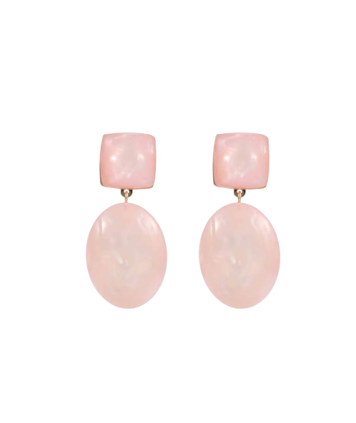 Statement oorbellen met marmer effect in roze