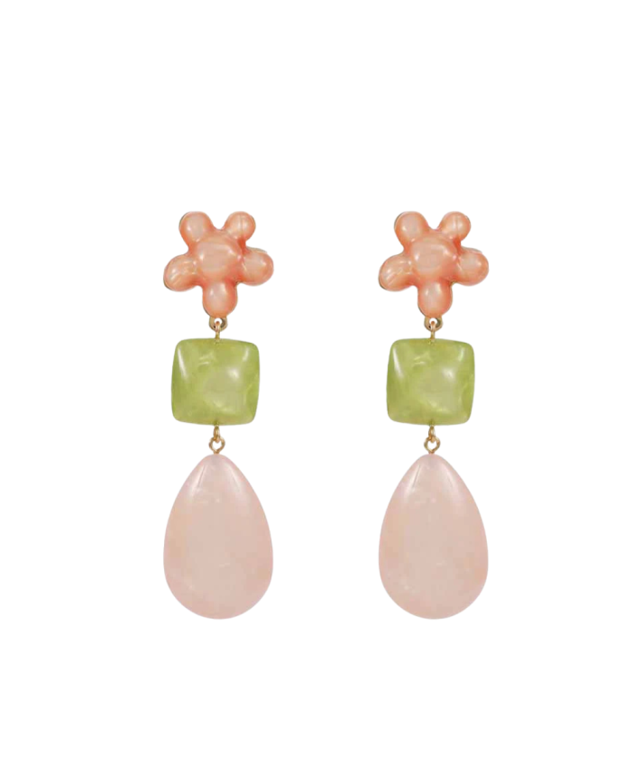 Statement oorbellen pastel bloemen