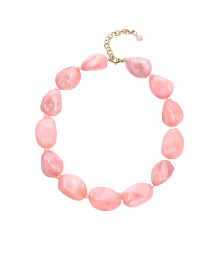 Grote statement kralenketting met marmereffect