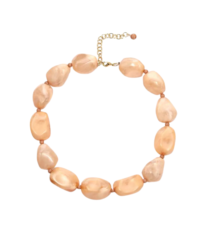 Grote statement kralenketting met marmereffect