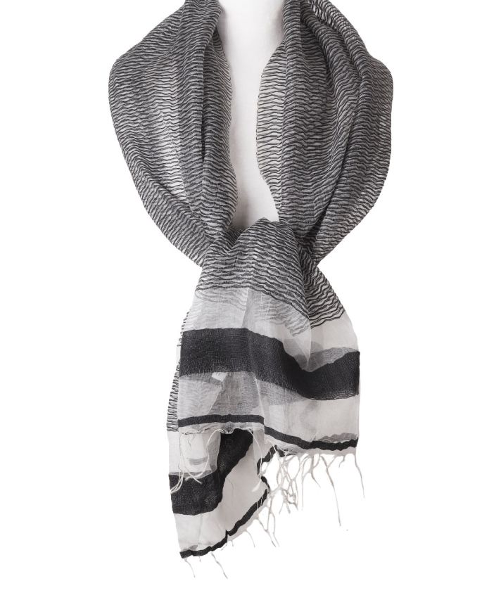 Organza zijde-blend stola in zwart en wit