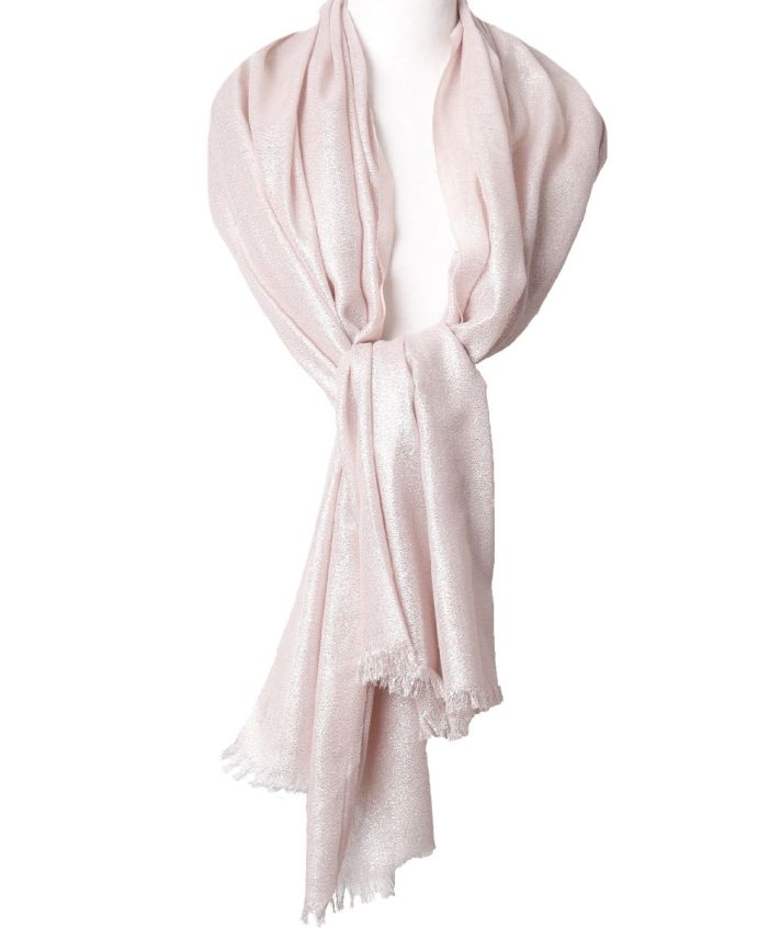 Stola met lurex glittereffect in licht oudroze