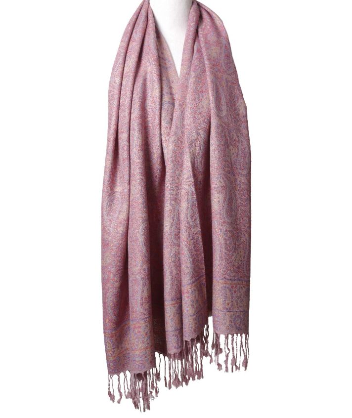 Lotta Pashmina met paisley patroon in roze