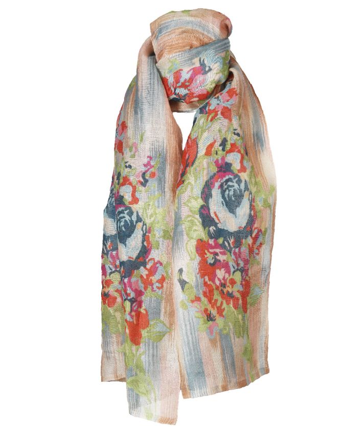Beige sjaal met bloemenprint 