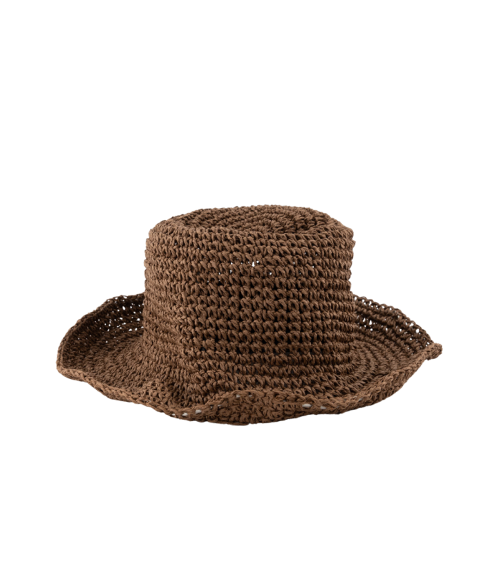 Raffia gevlochten bucket hat