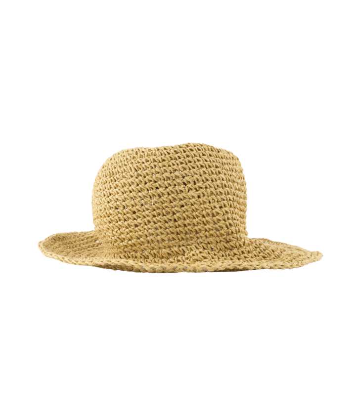 Raffia gevlochten bucket hat in beige