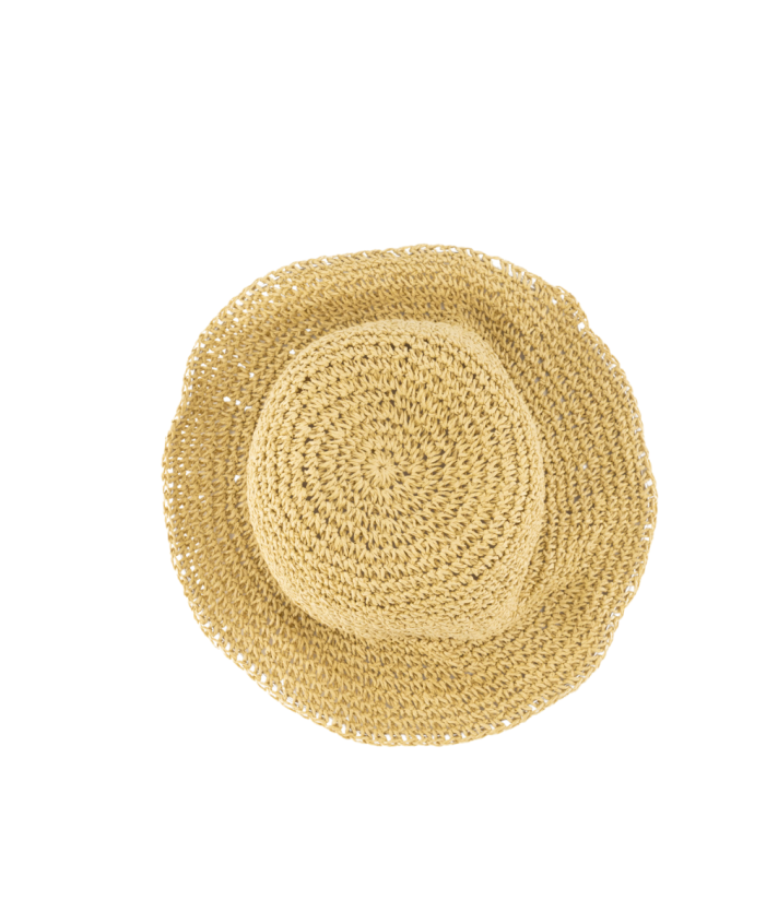 Raffia gevlochten bucket hat in beige