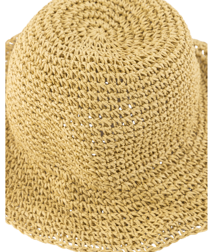 Raffia gevlochten bucket hat in beige