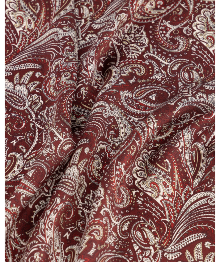 Donkerrood zijden sjaaltje met paisleyprint