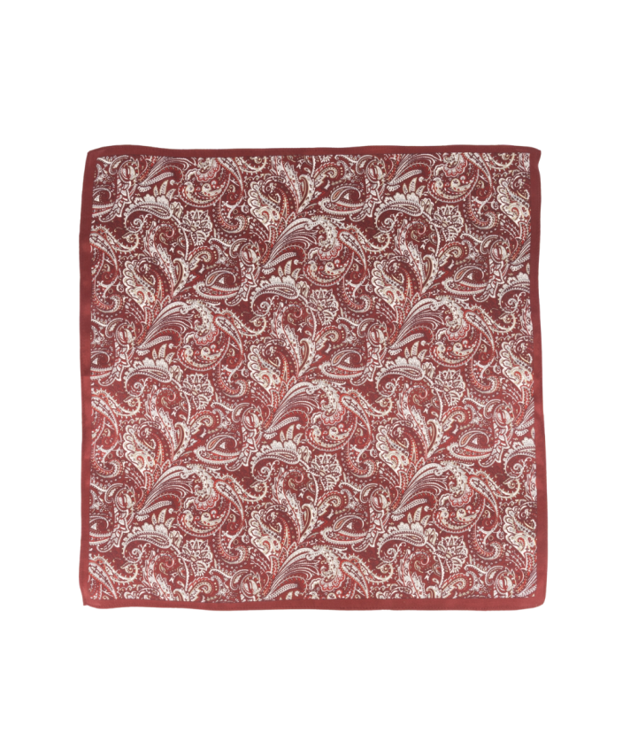 Donkerrood zijden sjaaltje met paisleyprint