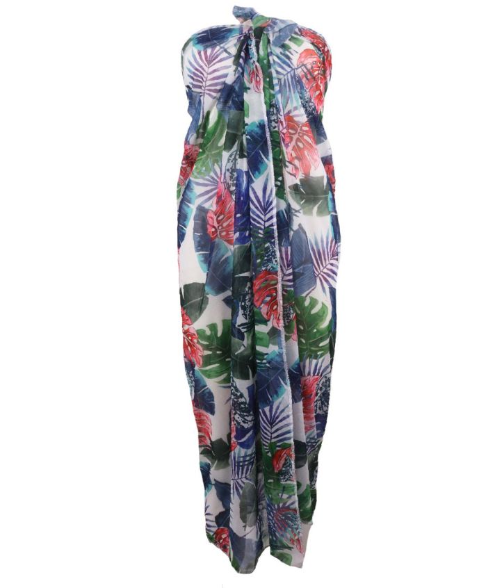 Mesh sarong met tropische priint