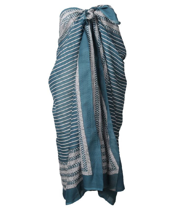 Petrolkleurige katoenen sarong