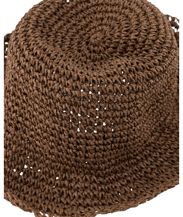 Raffia gevlochten bucket hat