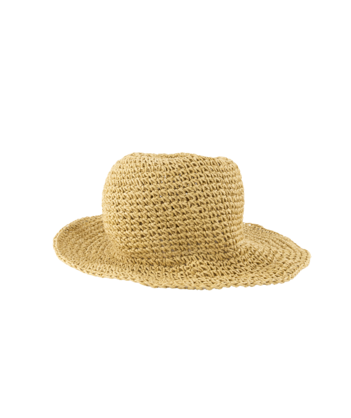 Raffia gevlochten bucket hat in beige