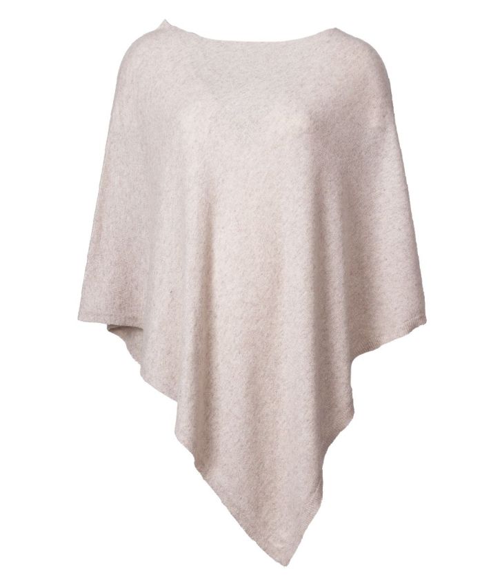 Poncho in kasjmier-blend in lichtbeige