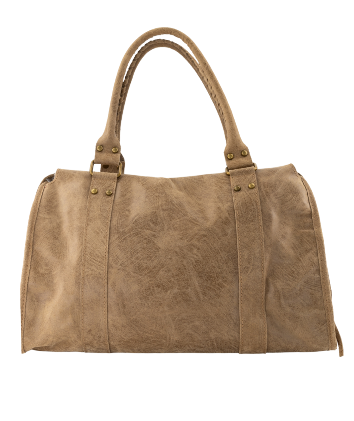 Large lederen city bag in beige