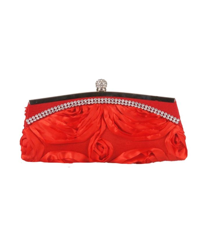 Rode clutch met rozen van satijnlint