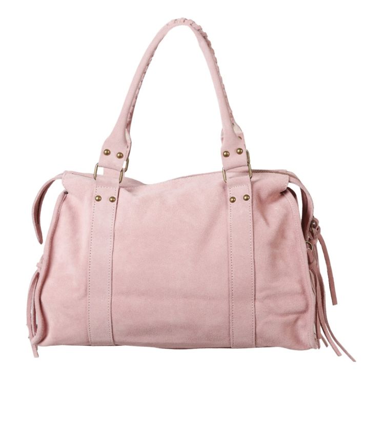 Large suède city bag in roze