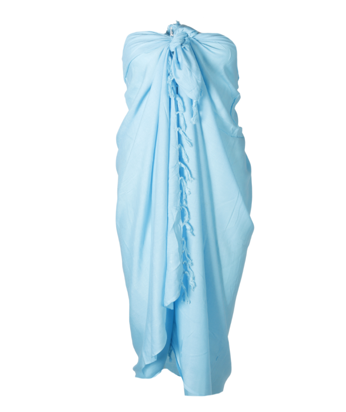 Sarong in turquoise met kwasten franjes