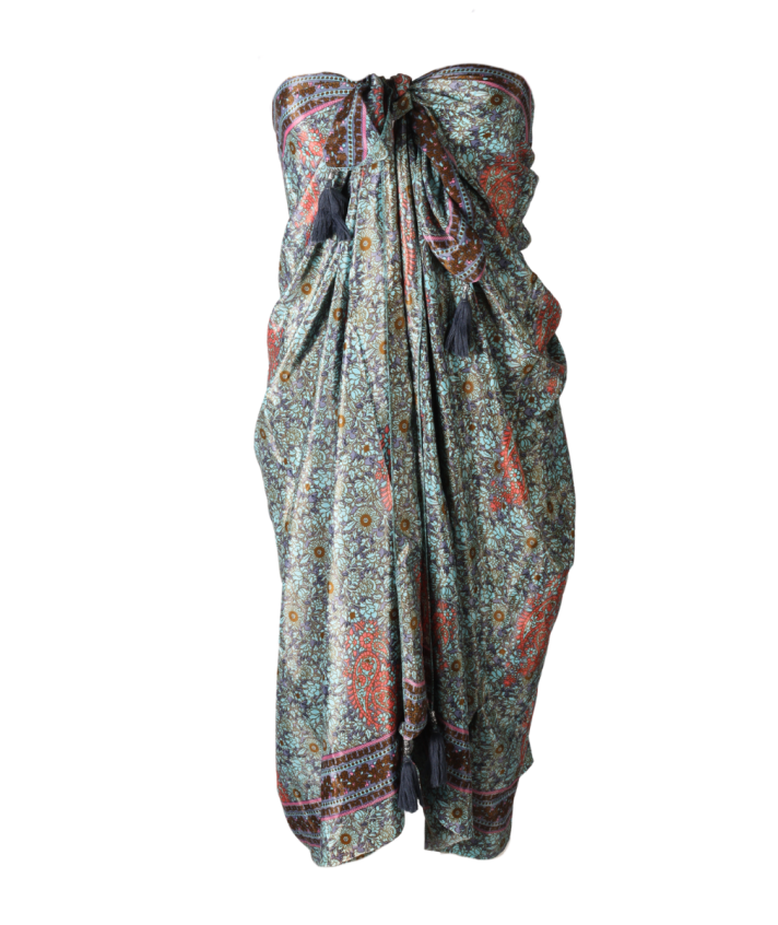 Sarong met paisleyprint en kwastjes in mintgroen