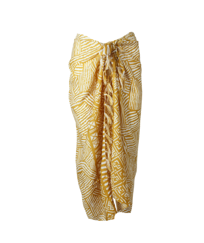 Sarong met Bohemian print in okergeel