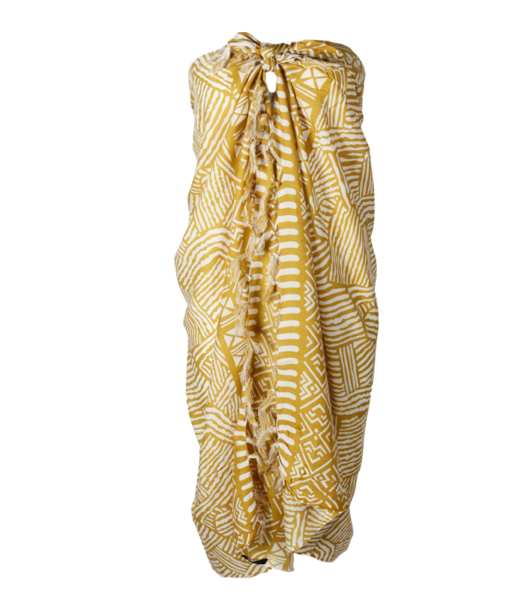Sarong met Bohemian print in okergeel
