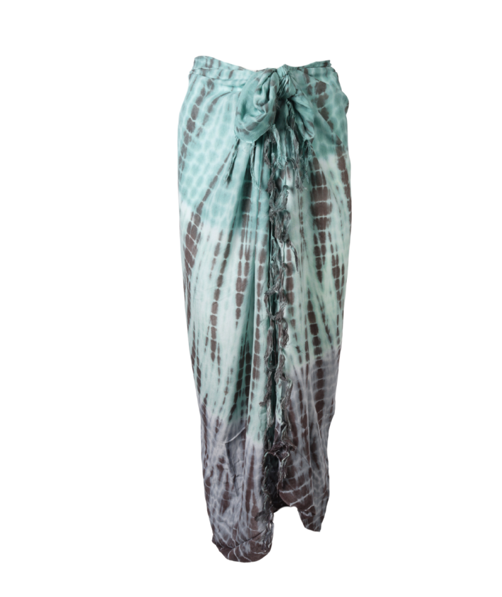 Sarong met tie-dye print in turquoise