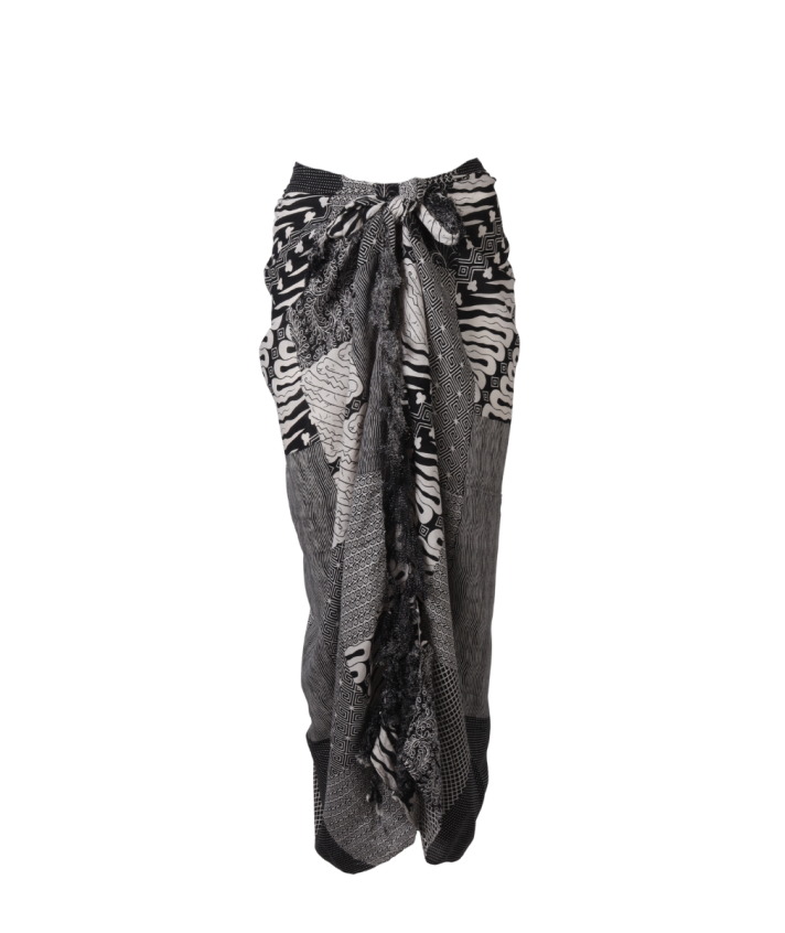 Sarong met mixed print in zwart-wit