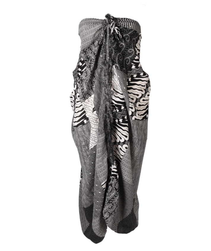 Sarong met mixed print in zwart-wit