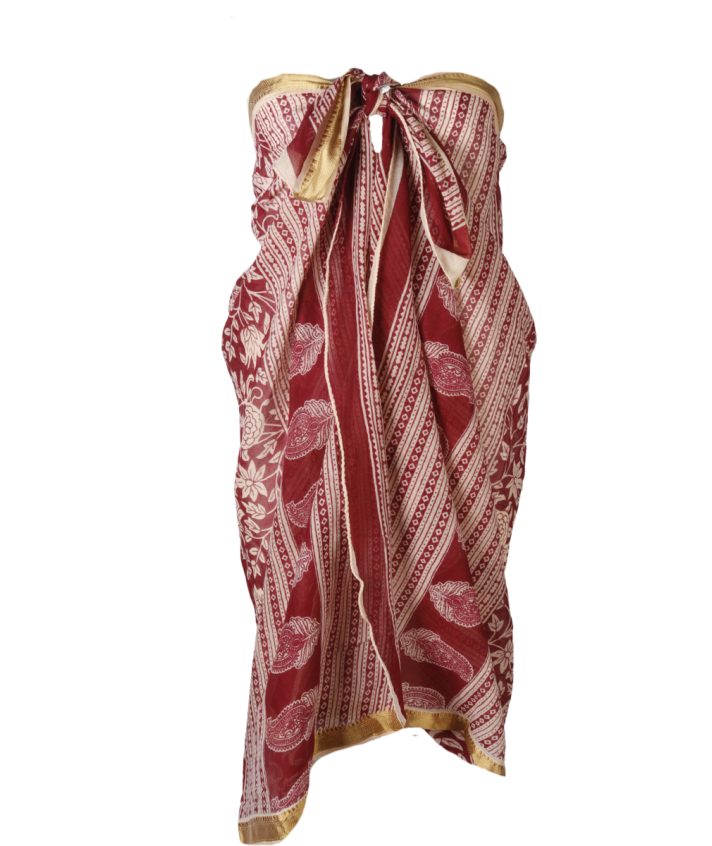 Donkerrode sarong met bloemenprint