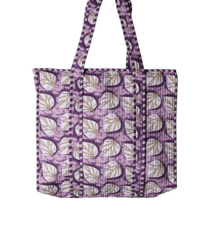 Gewatteerde schoudertas/shopper met bladerenprint