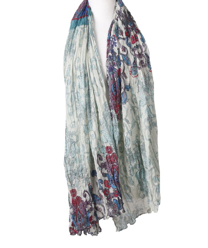 Katoenen jadegroene sjaal met paisley print