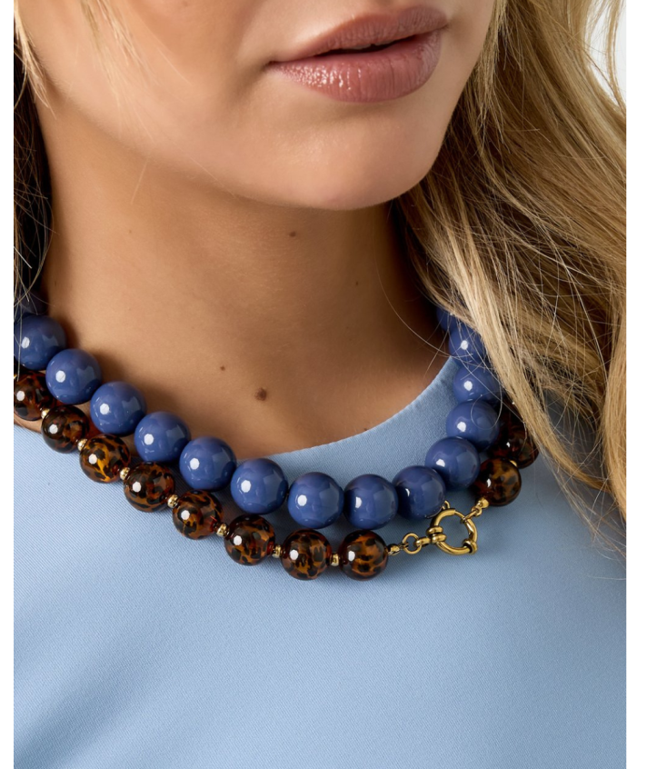 Chunky kralenketting in kobaltblauw