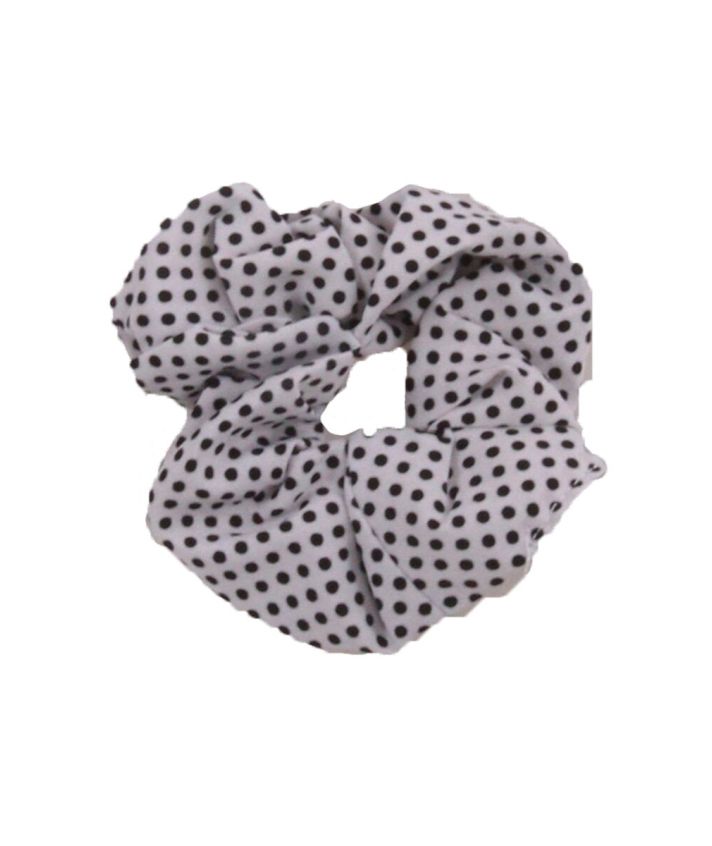Velvet Scrunchie in wit met stippenprint