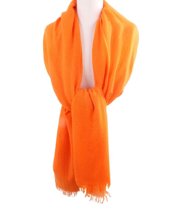 Oranje stola/sjaal van 100% kasjmier