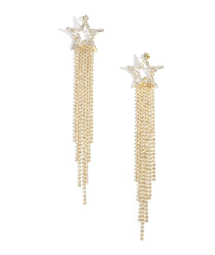 Strass oorbellen met sterren in goud