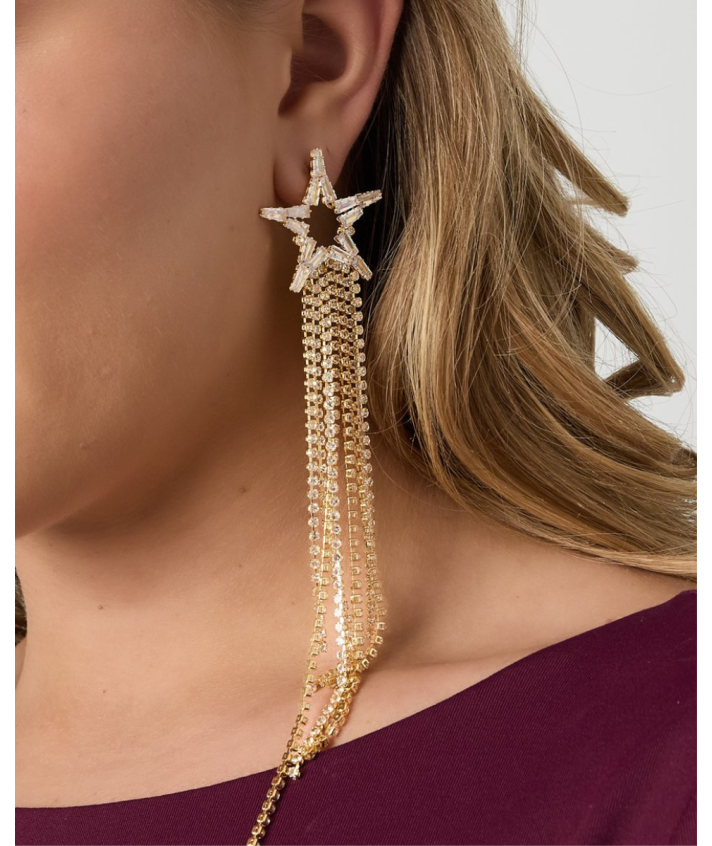 Strass oorbellen met sterren in goud